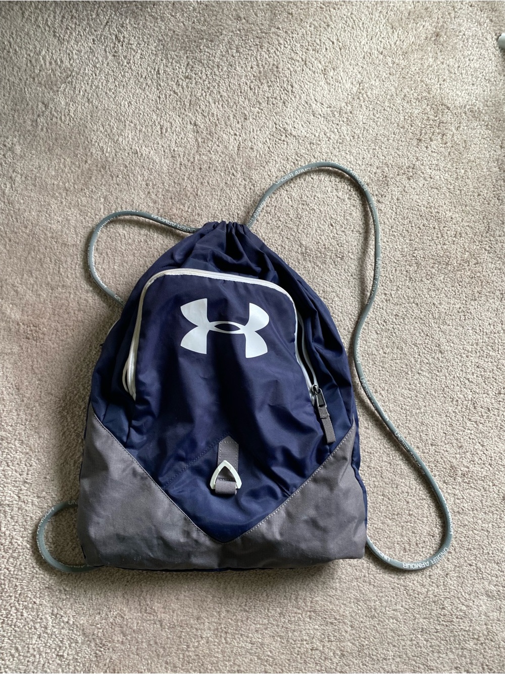 Under Armour Navy and Gray Drawstring Backpack